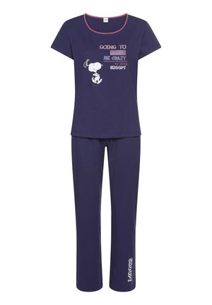 SET - Nachtwäsche Set - dunkelblau bedruckt