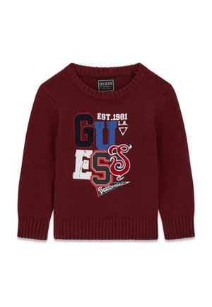 Guess PULLOVER MIT GEDRUCKTEM LOGO - Pullover - dunkelrot