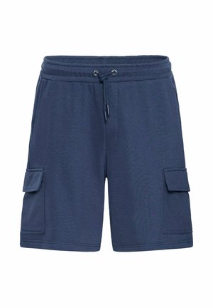 Mornarsko plave cargo kratke hlače od mekog materijala, s elastičnim pojasom i vezicom, dvije bočne džepove i dva džepa sa preklopom.