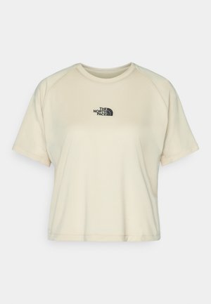 Kremna kratka majica s kratkimi rokavi in okroglim izrezom ter raglan rokavi. Zgornji del prsnega koša krasi črn vezen logotip.