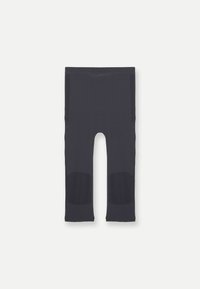 Tengerészeti leggings sima textúrával, karcsú szabással, térdpárnákkal és oldalzsebekkel. A kényelem és a mozgékonyság érdekében tervezve.