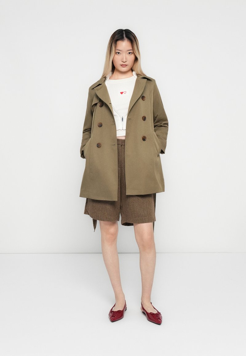 Trench Coat Long Femme Only Onlvalerie OTW Noos - Uni Classique - 100% Polyester Doublé
