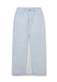STRIPED WITH SPLIT - Gonna di jeans - white blue