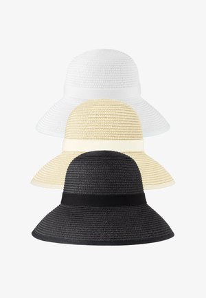 Normani, DAMEN SONNENHUT IN DREI FARBEN 3 PACK - Hut - schwarz weiß beige