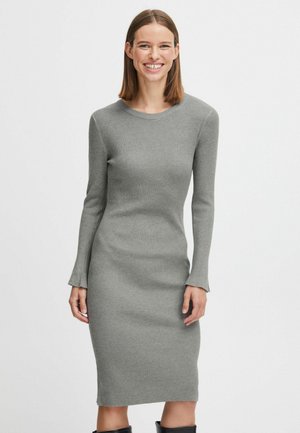 BYMMMORLA RIB DRESS - Šaty do práce - mid grey melange