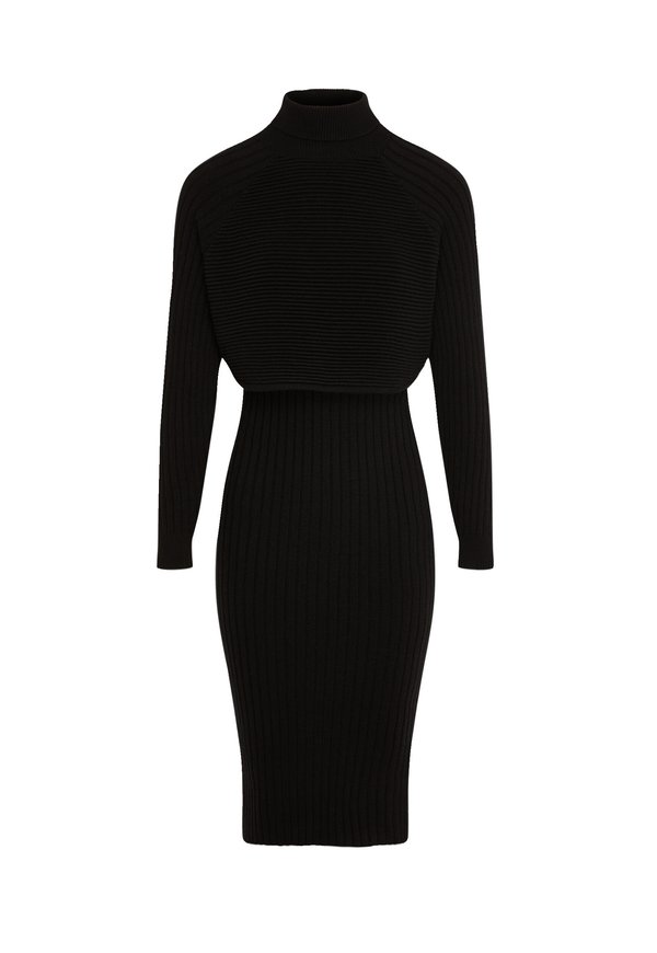 FITTED MIDI 2 EN 1 EFFECT - Shift dress - noir3