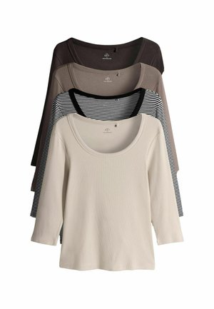 REGULAR FIT - 4 PACK 3/4 SLEEVE  - Long sleeved top - black stripe grey white