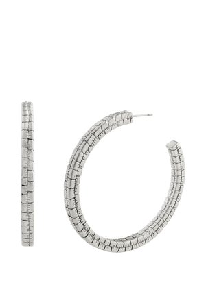 AllSaints, ALLSAINTS AVELINE FAUX CROCODILE TEXTURED HOOP EARRINGS - Earrings - silver-coloured