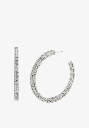 AllSaints, ALLSAINTS AVELINE FAUX CROCODILE TEXTURED HOOP EARRINGS - Earrings - silver-coloured