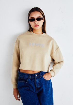 Levi's Felpa Con Scritta Graphite Salinas Crew Donna – 100% Cotone, Girocollo, Colore Bright White, Taglia XS