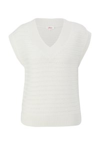 Gilet en tricot blanc sans manches avec col en V et motif horizontal texturé, taille 36, de la marque s.Oliver.