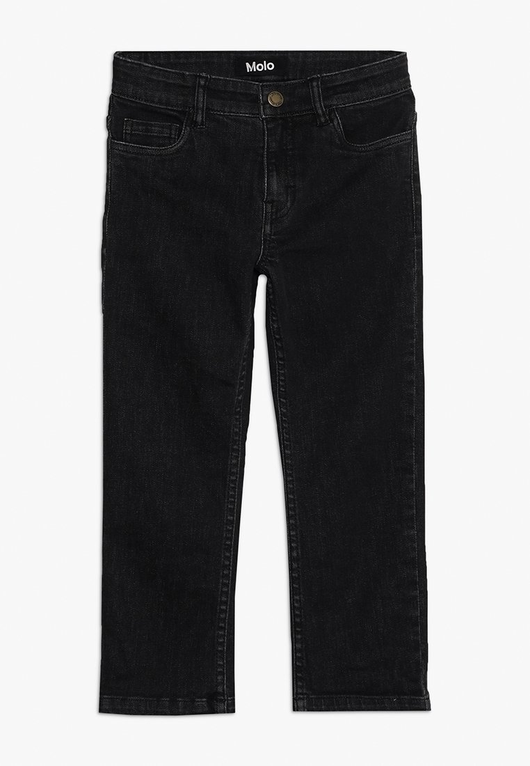 Černé džíny z denimu s předními kapsami, poutky na pásek, zapínáním na knoflík a s „Molo“ štítkem na pase.