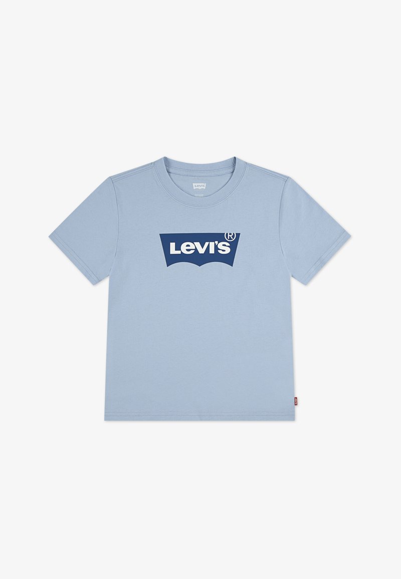 Ανοιχτό μπλε βαμβακερό t-shirt με λογότυπο Levi's® σε ναυτικό μπλε στο μπροστινό μέρος, κοντά μανίκια και στρογγυλή λαιμόκοψη με ετικέτα στο τελείωμα.