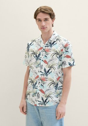 TOM TAILOR KURZARM MIT ALLOVER - Hemd - white tropical leaf design