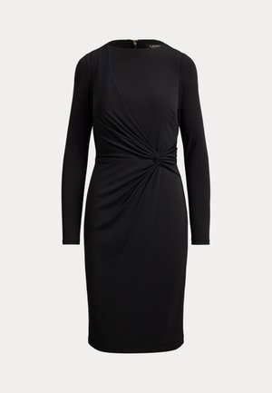 Lauren Ralph Lauren, TWIST-FRONT JERSEY BOATNECK DRESS - Jerseyjurk - black