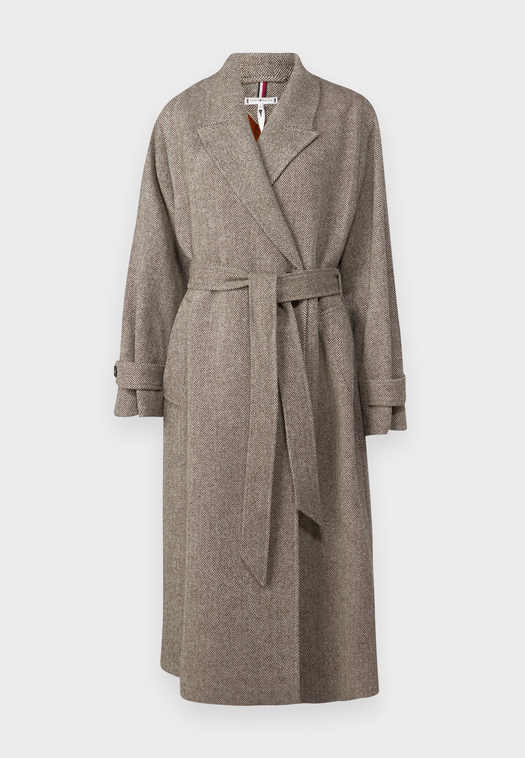 Tommy Hilfiger WOOL HERRINGBONE BELTED - Classic coat - taupe