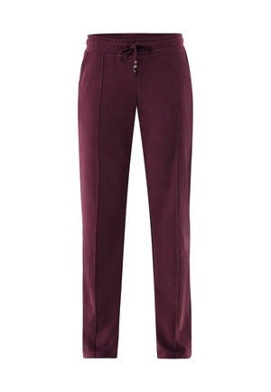 Bordeaux slim-fit sweatpants met zijzakken aan de voorkant, een elastische tailleband en een trekkoordsluiting.