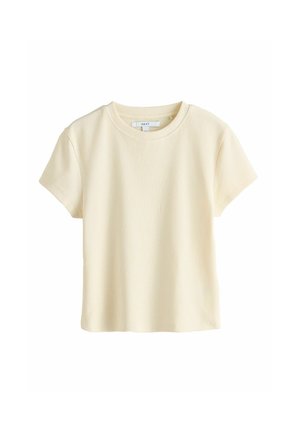 Next, REGULAR FIT - BEIGE RIBBED CROPPED BADGE DETAIL T-SHIRT . - Basic póló - neutral