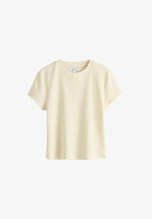 Next, REGULAR FIT - BEIGE RIBBED CROPPED BADGE DETAIL T-SHIRT . - Basic póló - neutral