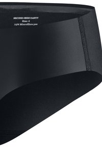 Czarne majtki z mikrofibry, rozmiar 8. Gładka tekstura z elastycznym pasem i przeszyciami. Nowoczesny krój z minimalnym kryciem.