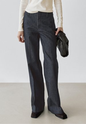 Massimo Dutti MID-RISE WIDE-LEG - Wide Leg - mottled dark blue