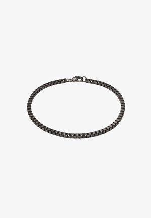 Brățară din metal negru cu soluții rectangulare, având un sistem de prindere sigur tip lobster. Textură elegantă și netedă pe toată suprafața.