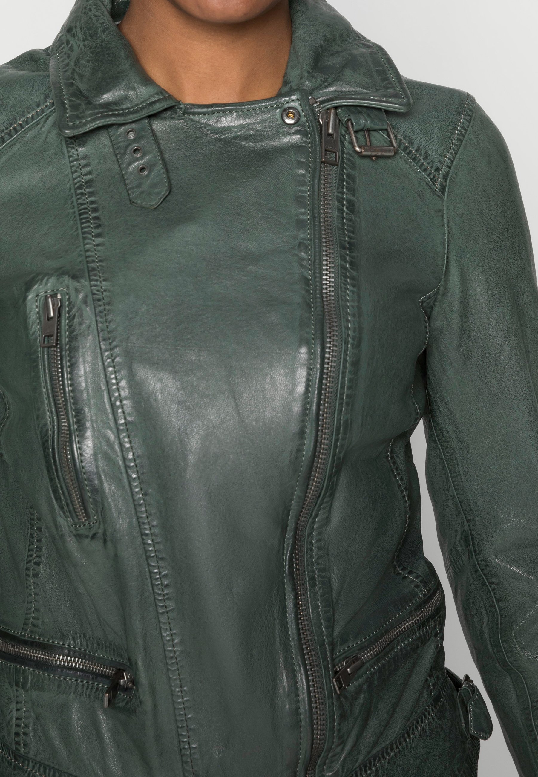 leather jacket green colour