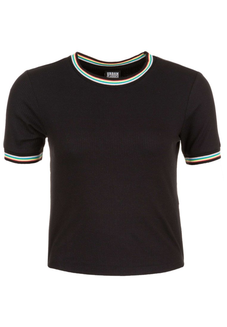 Damen T-Shirts | Urban Classics LADIES SHORT MULTICOLOR RIB TEE T-Shirt print black/schwarz - HW31386 Damen T-Shirts | Urban Classics LADIES SHORT MULTICOLOR RIB TEE T-Shirt print black/schwarz - HW31386