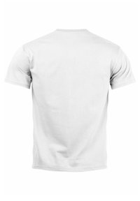 Rundhals-Weißes T-Shirt aus Baumwollstoff. Kurzärmelig, normale Passform, glatte Textur und keine sichtbaren Muster oder Akzente.