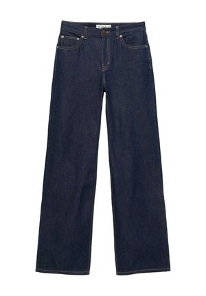 PULL&BEAR, HIGH-WAIST STRAIGHT-LEG JEANS - Jean boyfriend - dark blue
