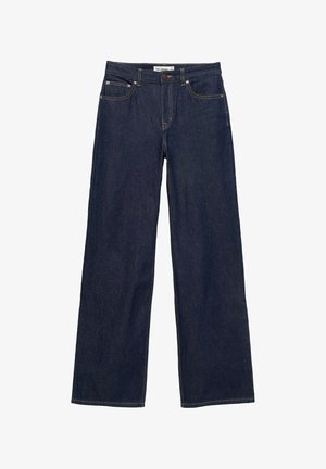 PULL&BEAR, HIGH-WAIST STRAIGHT-LEG JEANS - Jean boyfriend - dark blue