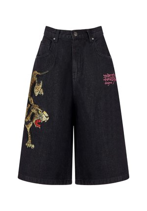 Ed Hardy PANTHER CRAWL  - Denim shorts - black