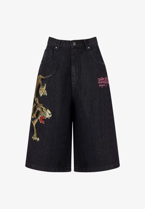 Ed Hardy PANTHER CRAWL  - Denim shorts - black