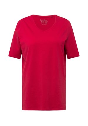 Ulla Popken, T-SHIRT, A-LINIE, V-AUSSCHNITT, HALBARM - Camiseta básica - red