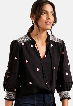 Love & Roses V-NECK - Langarmshirt - black embroidered heart