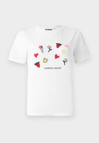 PCFUNLY EMBROIDERY - T-shirt imprimé - bright white