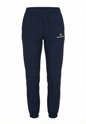Pantaloni da tuta blu navy con vita e polsini elastici, con il logo bianco Sergio Tacchini sulla parte superiore della coscia sinistra.