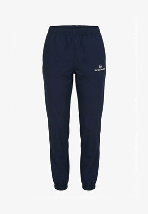 Pantaloni da tuta blu navy con vita e polsini elastici, con il logo bianco Sergio Tacchini sulla parte superiore della coscia sinistra.