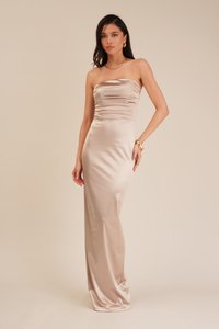 WAL G TALL - TALLY BANDEAU MAXI DRESS - Jerseykjole - champagne Miniaturebillede 1
