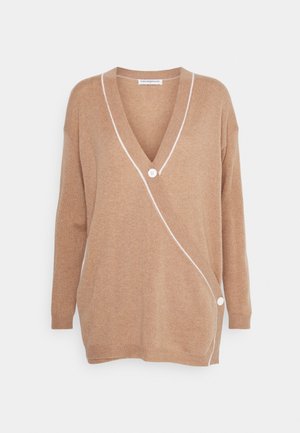 pure cashmere BUTTON WRAP CARDIGAN - Ζακέτα - camel