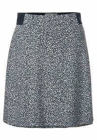 Námořnická sukňě s bílým abstraktním vzorem, elastickým pasem a rovný střih. Měkká textilie s ležérním stylem.