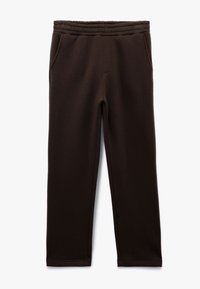 Brune sweatpants lavet af en bomuldsblanding med eleastisk talje, to sidelommer og en glat overflade, med lige ben.