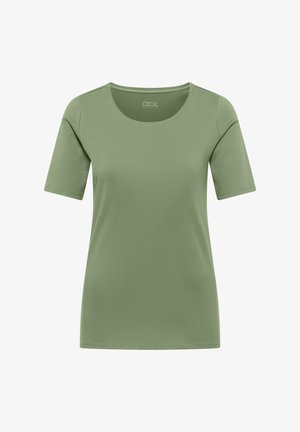 Cecil, BASIC T-SHIRT WITH ROUND NECK IN A SOLID COLOR - T-shirt basique - deep matcha green