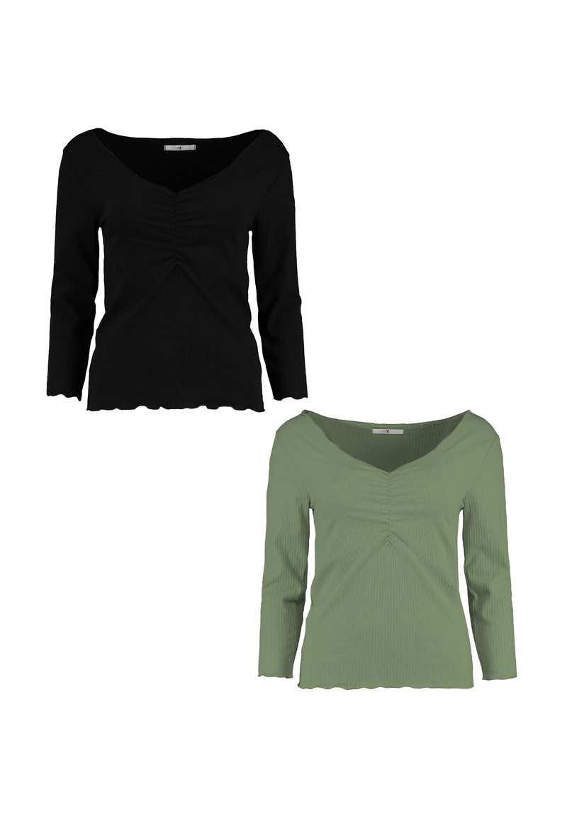 Hailys 2ER-SET V-AUSSCHNITT 3/4-ÄRMELN NORMALER SCHNITT - Langarmshirt - schwarz-grün