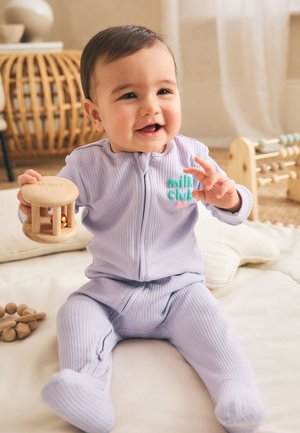 Next, REGULAR FIT - TWO WAY ZIP BABY SLEEPSUITS 3 PACK  . - Magamisriided - coral purple