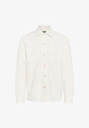 Bijela košulja dugih rukava od mekog materijala, s dugmadi sprijeda, oštrim ovratnikom, dva džepa na prsima i standardnim manžetama.