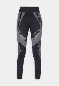 FULL LENGTH HIGH RISE SEAMLESS LEGGINGS WITH CONTRAST PATTERN
 - Tajice - black