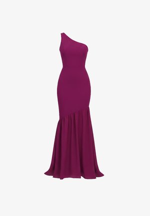 WAL G., KAIF ONE SHOULDER SHEER SKIRT MAXI DRESS - Maxikjoler - plum