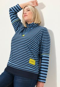 Ulla Popken CONTRAST COLOR DETAIL STRIPED TEE - Langarmshirt - navy blue