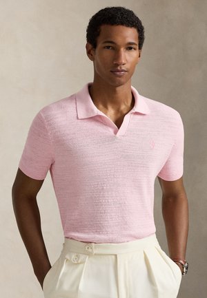 TEXTURED COTTON-LINEN SWEATER - Poloshirt - carmel pink/deckwash white